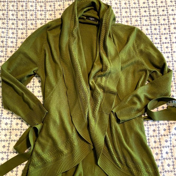 olive green wrap sweater